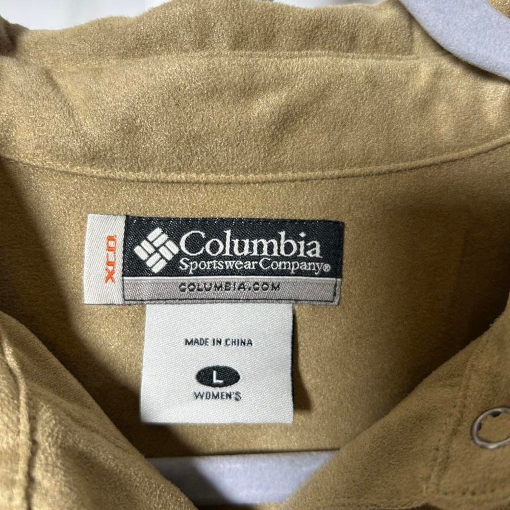 Columbia XCO SnapUp Dress Shirt Women's Large‎ Brown Long Sleeve Tan Faux Suede - Picture 3 of 4
